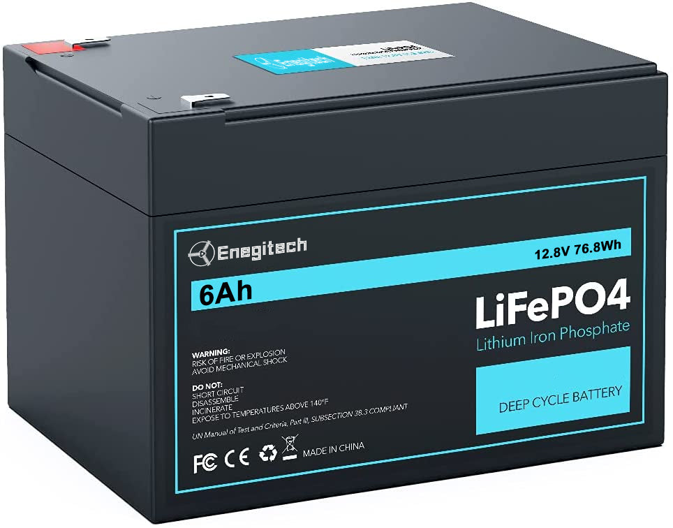 LiFePO4 12V 6Ah 76.8Wh Rechargeable Lithium Iron Phosphate Battery