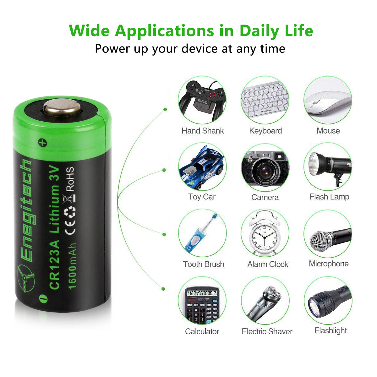 [Upgraded] CR123A 3V Lithium Non-Rechargeable Batteries 1600mAh - 6 Packs