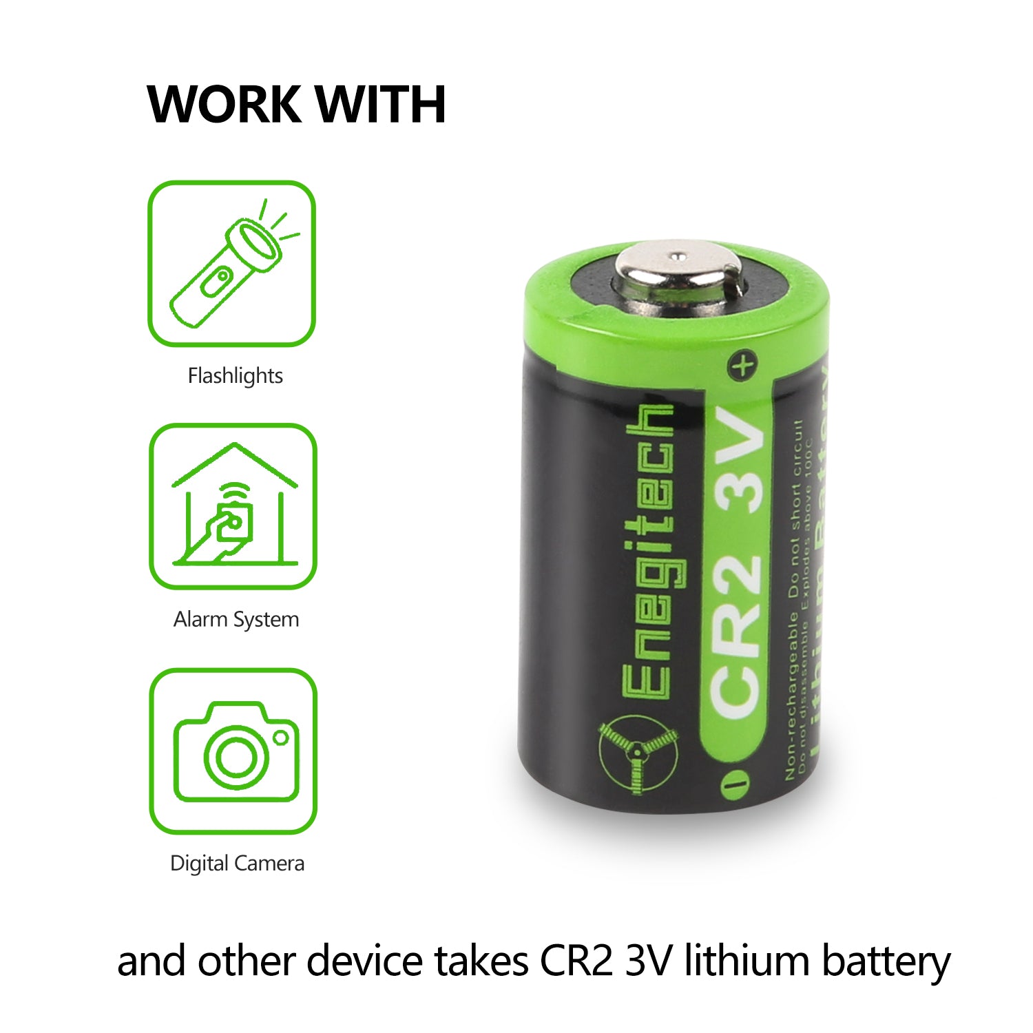CR2 3V Lithium Battery 800mAh Non-Rechargeable 6 Pack – Enegitech
