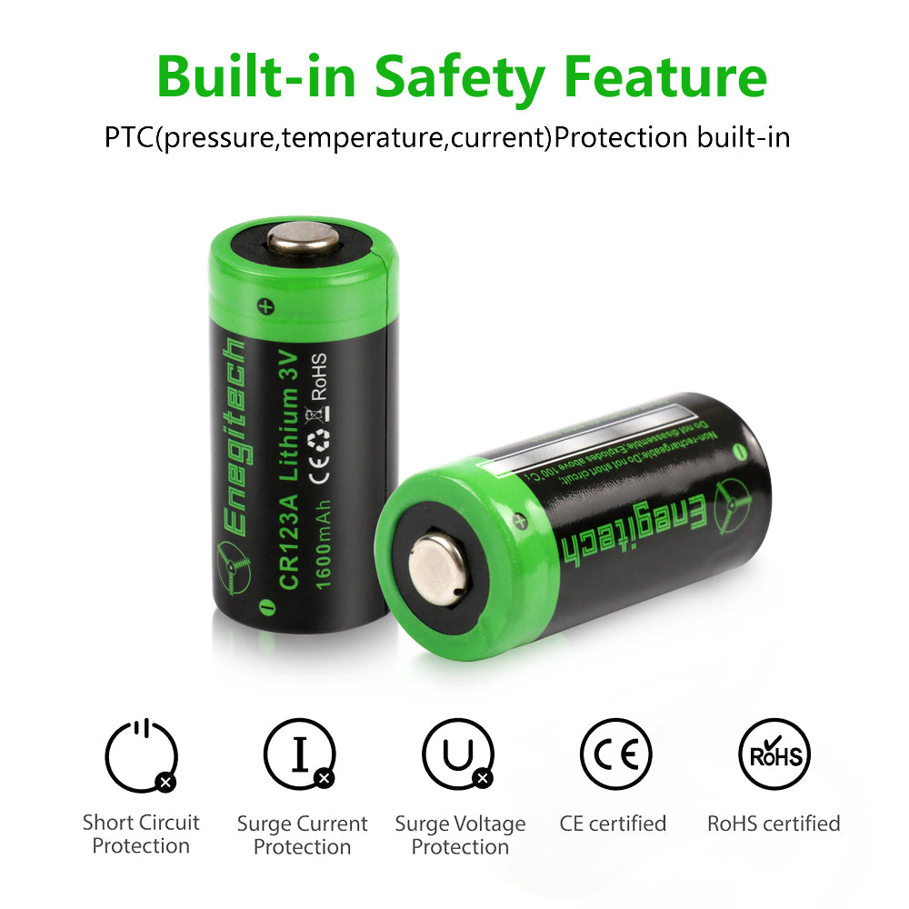 3V Lithium Batteries CR123a 1600mAh Non-Rechargeable - 6Pack – Enegitech